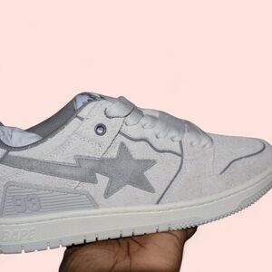 Bape Women’s White & Gray Star Suede  Sneaker